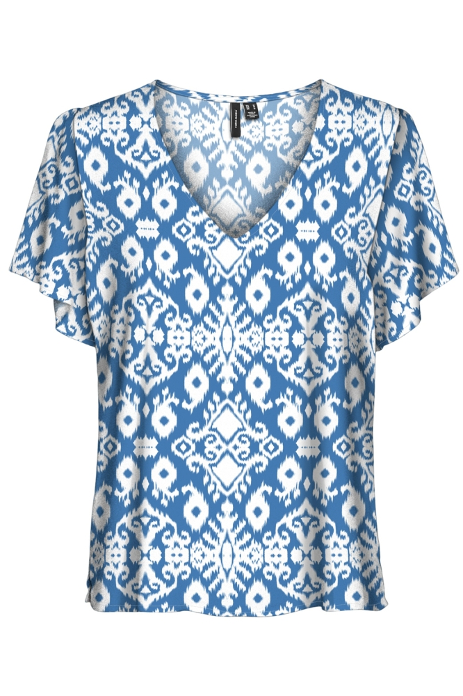 VMEASY JOY V-NECK SS BLOUSE WVN GA 10307987 IBIZA BLUE/PENNY